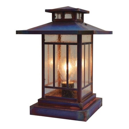 Arroyo Craftsman 9" Kennebec Column Mount, Raw Copper, White Opalescent Glass KC-9WO-RC